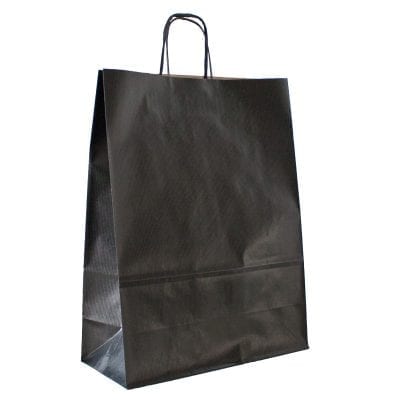 Black Plain Paper Carrier Bags Twisted Handle