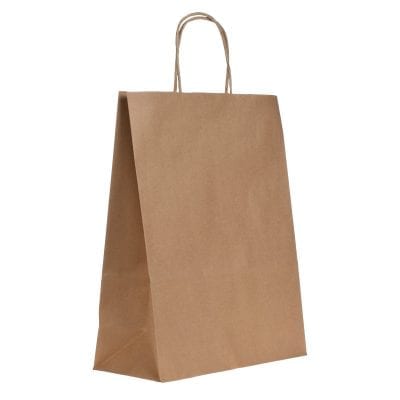 Brown Plain & Ribbed Paper Carrier Bags Twisted Handle