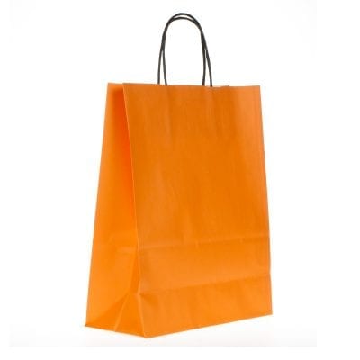 Orange Plain Paper Carrier Bags Twisted Handle