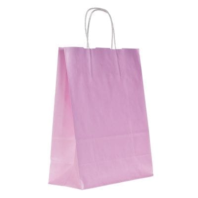 Pink Plain Paper Carrier Bags Twisted Handle