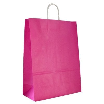 Cerise Plain Paper Carrier Bags Twisted Handle