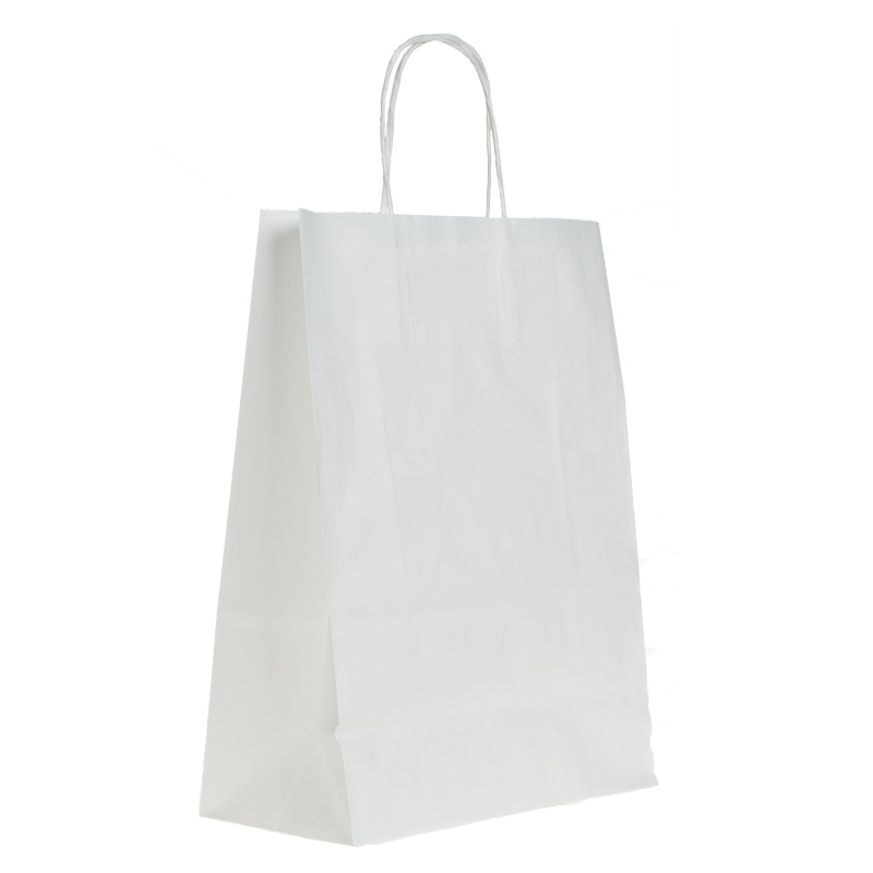 Strong White Twisted Handle Paper Bags Plain Carrier Twist Gift Fashion Party 