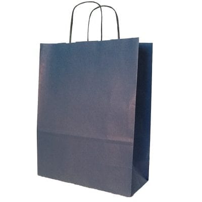 Blue Plain Paper Carrier Bags Twisted Handle