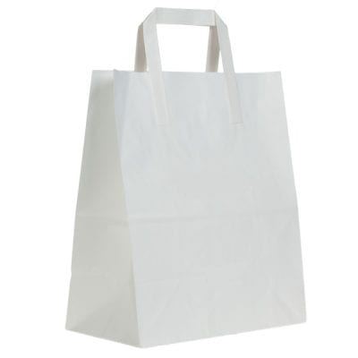 Plain Paper Carrier Bags with External Tape Handles