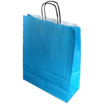Aquamarine Plain Paper Carrier Bags Twisted Handle
